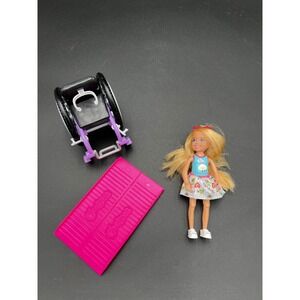 Barbie Chelsea Doll with Wheelchair and Ramp Set Purple Black Pink Accessories